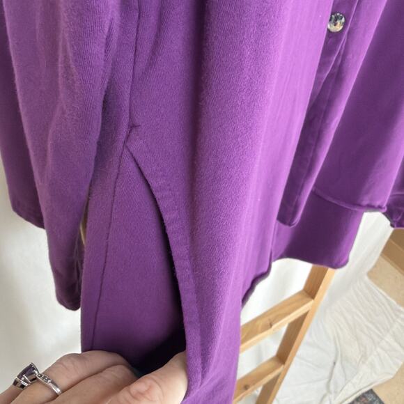NWT Kleen Wine 100% Cotton High-Low Button Hoodie Jacket Tunic #0806 LG - Picture 2 of 7